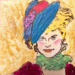 Lady with Blue Hat, encaustic, by Barbara Burns