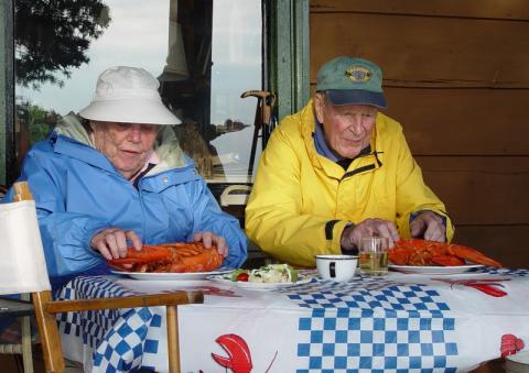 Aunt MC and Uncle Ernie Attack Their Lobsters, by Craig Snapp